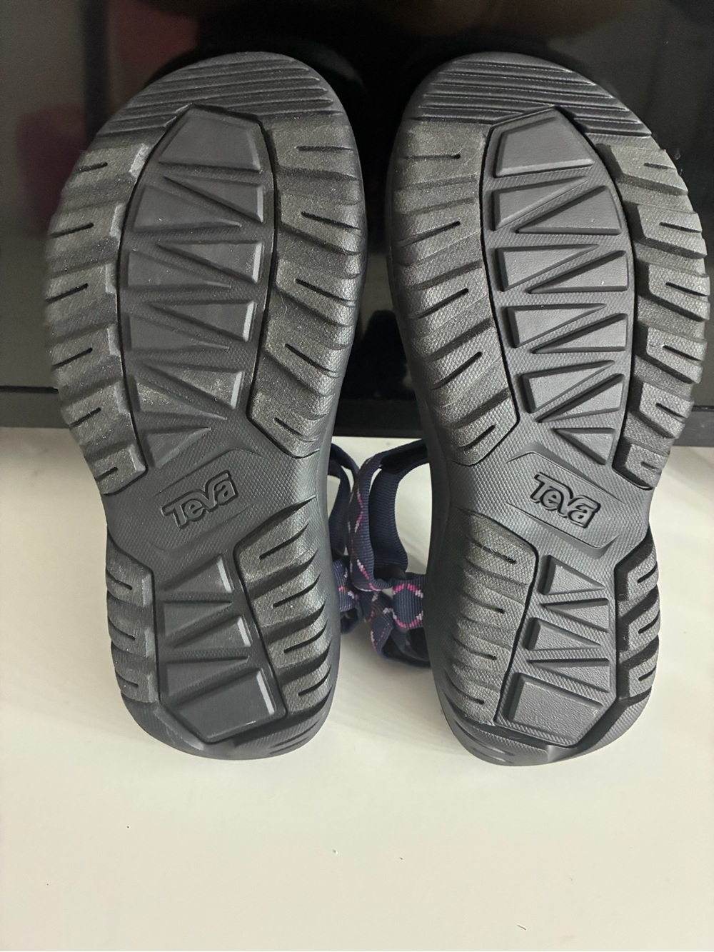 Hydratrek Teva Women's Black Sandals with Purple and Pink Patterned Straps - Picture 4 of 4